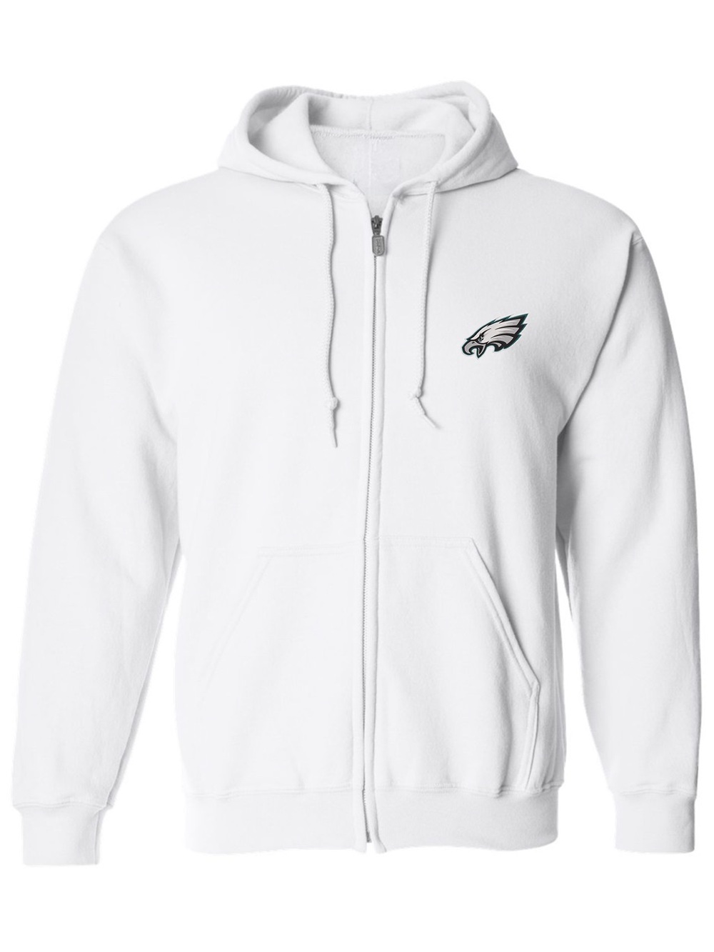 Men’s Eagles Embroidered Full Zipper Hoodie White